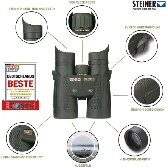 Steiner Ranger Xtreme 10x42 ハンティング双眼鏡 – 10倍高倍率、広視野、優れた光学性能、明るい画像 – 製造